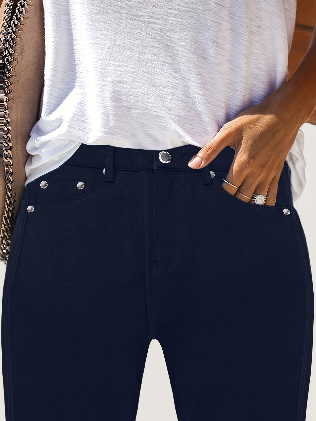 Women's High Waisted Skinny Jeans – Stretchy Denim with Button Accents & Multiple Pockets, Flattering Slim Fit for All Seasons, 11 Colors, Sizes S-XXL