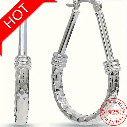 Créoles en argent sterling 925, design italien classique, élégantes et luxueuses, pour le quotidien, cadeau de fiançailles ou de mariage pour femme ou petite amie