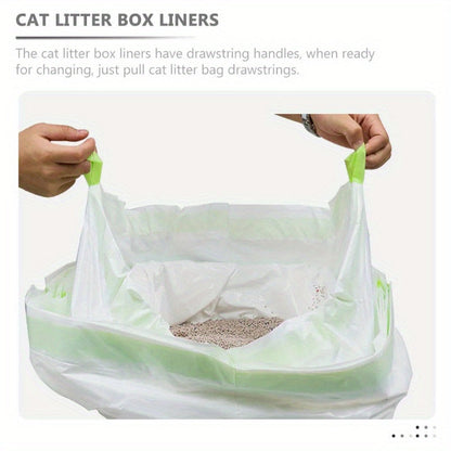 Sacs à litière avec poignées coulissantes – Doublures en plastique jetables, robustes et résistantes aux déchirures pour un nettoyage facile et sans odeur, pour foyers avec un ou plusieurs chats