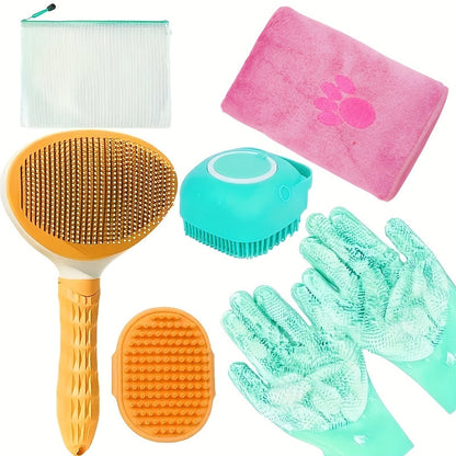 Kit de toilettage pour chien 6 pièces – Brosse, gants de lavage en silicone, serviette en microfibre et outil de mue, sans électricité, kit de soins essentiels pour un pelage brillant, cadeau pour propriétaires de chiens