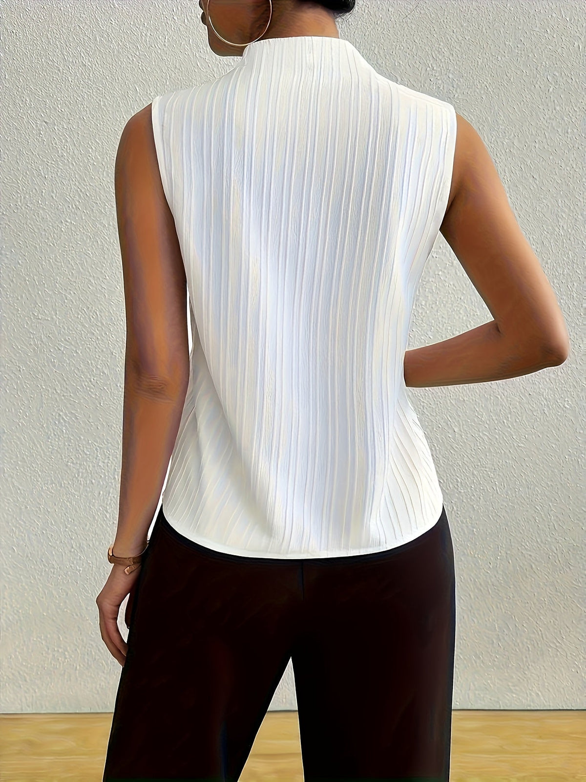 Haut sans manches à col en V pour femme, débardeur d'été décontracté, chemisier fluide à coupe ample - Blanc S M L XL