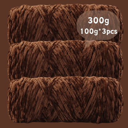 Fil chenille velours, lot de 3 pelotes de 300 g (3 x 100 g), laine douce et épaisse pour tricot et crochet, 47 couleurs, idéal pour débutants, artisanat de luxe pour pulls, écharpes, bonnets, poupées, sacs, amigurumi et projets DIY