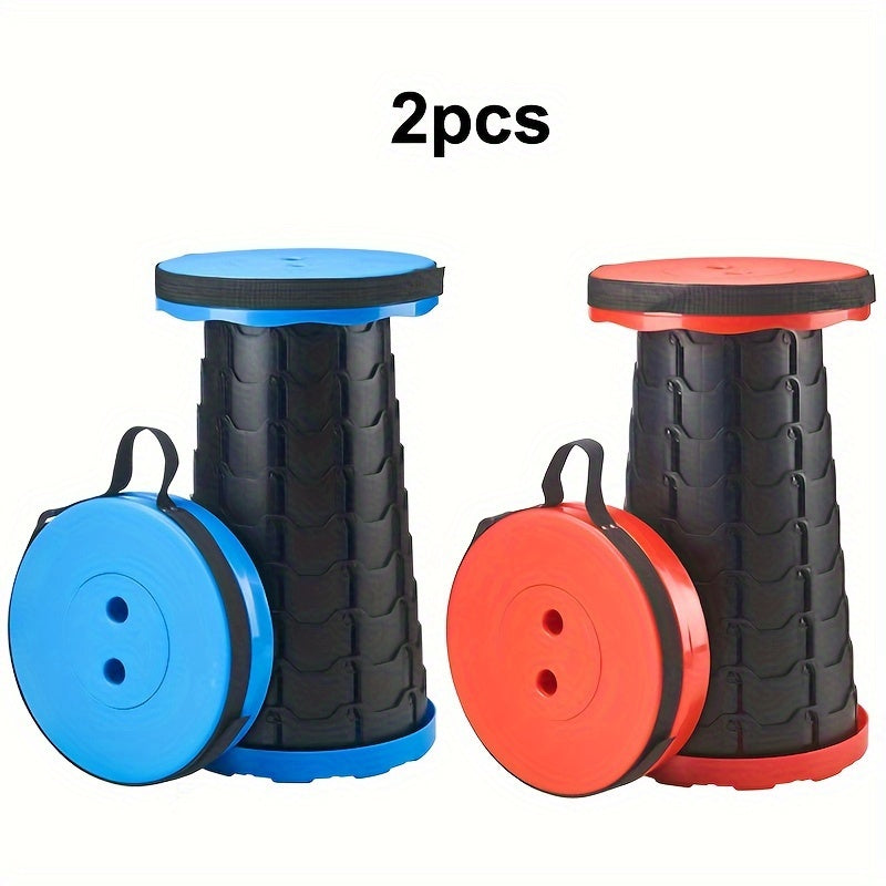 Lot de 2 tabourets pliants escamotables, portables et légers, capacité de 180 kg - Siège rétractable pour camping, pêche, randonnée, cuisine, barbecue, intérieur et extérieur