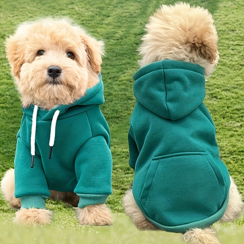 Sweat-shirt à capuche pour petit chien, pull doux et chaud pour chiens de petite et moyenne taille - Pull confortable en polyester pour animaux avec poche dorsale pour les promenades décontractées et les aventures en plein air