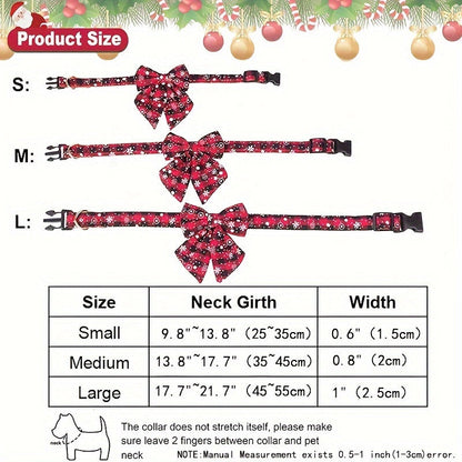 Collier de Noël pour chien avec nœud papillon amovible – Collier festif pour petit, moyen et grand chien, motif écossais classique rouge et vert, cadeau de fêtes pour animal de compagnie