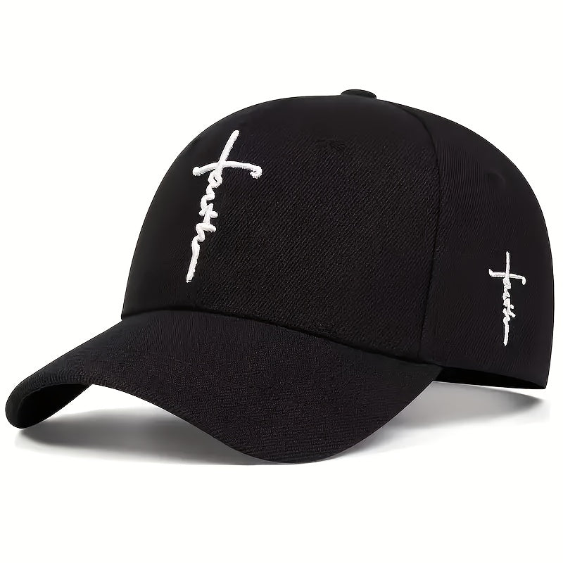 4 Pack Cross Embroidered Baseball Cap – Unisex Adjustable Snapback Sun Hat, Lightweight 100% Polyester Outdoor Travel Beach Game Day Hat for Women & Men