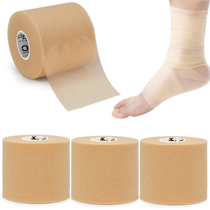 Bande de mousse protectrice (sous-bandage) OK TAPE pour le sport, 4 rouleaux - Protection pour chevilles, poignets, mains et genoux, 7 cm x 27,5 m par rouleau