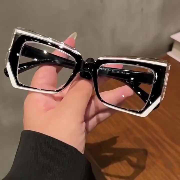 Lunettes d'ordinateur anti-lumière bleue œil de chat pour femmes – Monture color block légère et tendance, verres transparents en polycarbonate, lunettes mode avec étui pour la protection des yeux devant les écrans, cadeau de fête