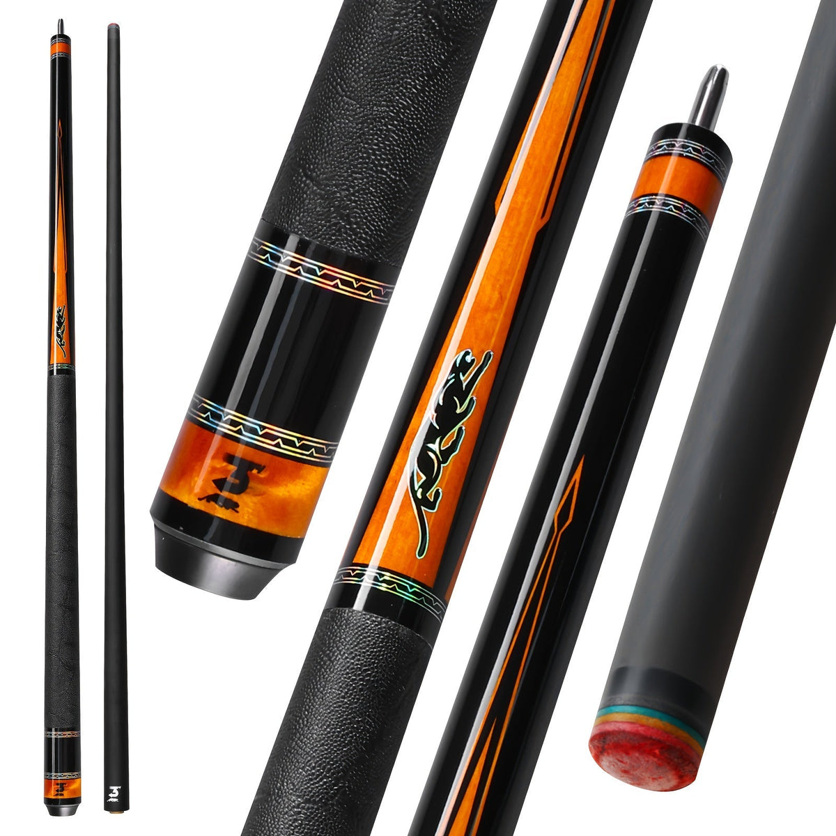 Queue de billard en fibre de carbone PREDAIDR série SP 58" – Queue de billard professionnelle à faible déflexion, procédé 12,5 mm, grip en cuir, joint 3/8x8, 19-20 oz