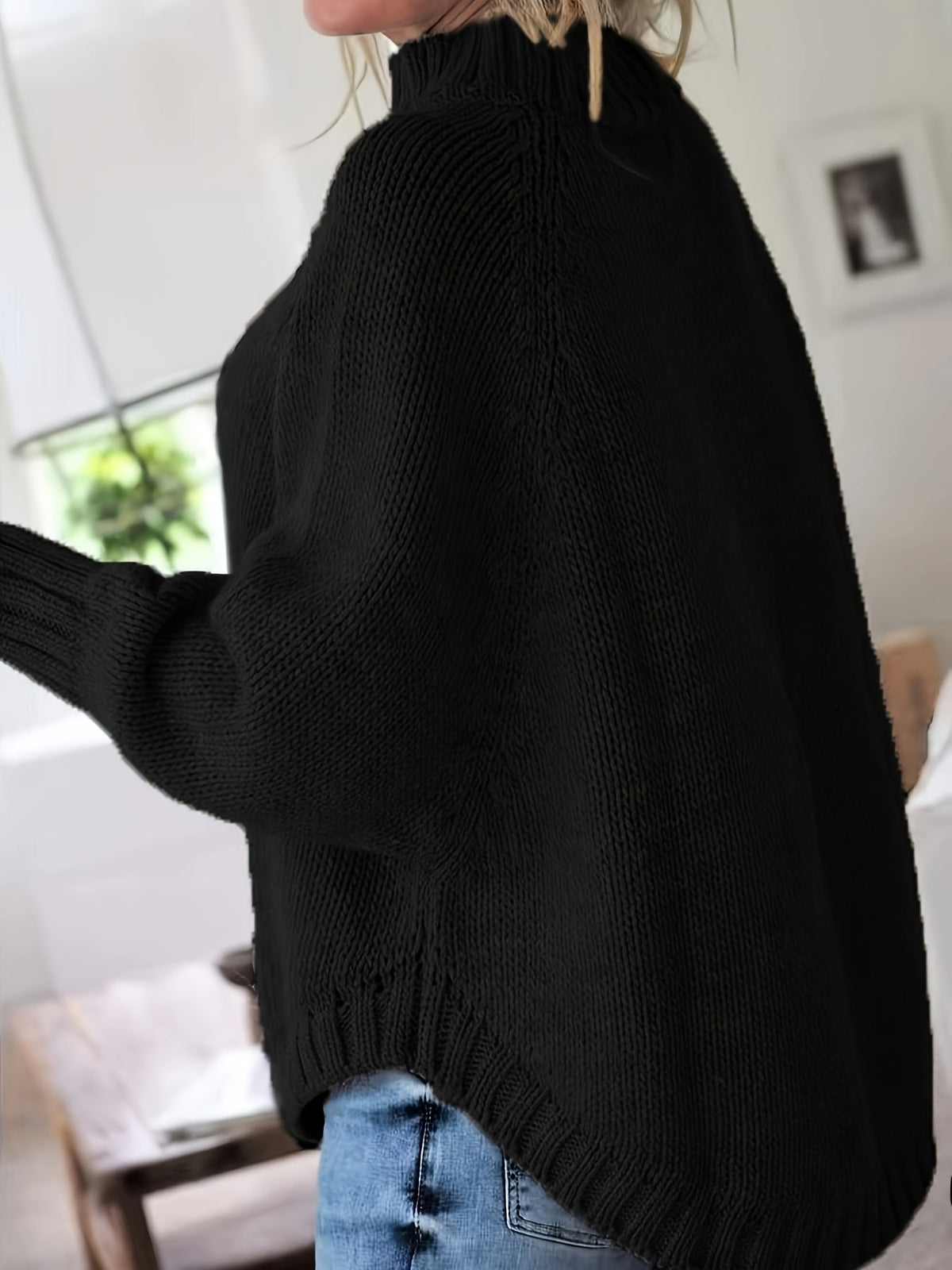 Pull col roulé oversize en maille torsadée pour femme, gros tricot, coupe ample, ourlet évasé, pull d'hiver douillet, 5 couleurs, S-XXL