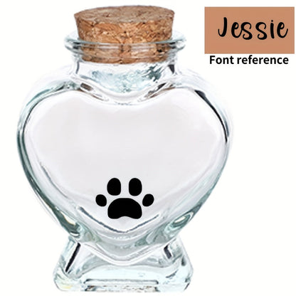 Bocal souvenir personnalisé pour animal de compagnie – Urne en forme de cœur pour poils et fourrure – Cadeau de deuil pour chien ou chat, urne commémorative pour animaux bien-aimés