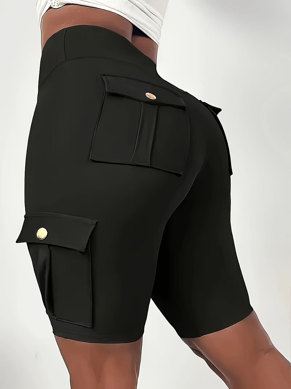 Shorts de yoga taille haute pour femme avec poches – Shorts de sport extensibles et doux, couleur unie, pour le yoga, la gym et la course, coupe flatteuse, vêtements de sport pour le printemps, l'été et l'automne
