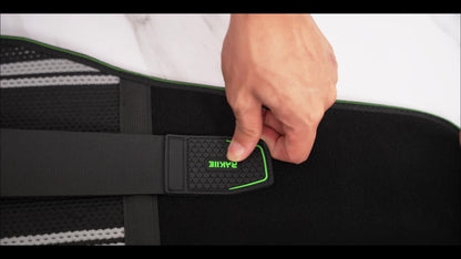 Ceinture lombaire de soutien avec coussin de massage, ceinture respirante pour le bas du dos pour hommes et femmes – Ceinture réglable pour soulagement de la douleur au travail, au port de charges et en voiture (Orange et bleu, S-XXL)