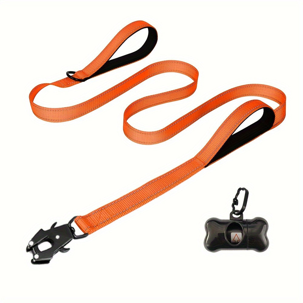 Laisse pour chien robuste de 1,8 m avec double poignée et mousqueton tactique – Laisse de dressage en corde réfléchissante avec attache rapide verrouillable pour chiens moyens et grands, 11 couleurs disponibles