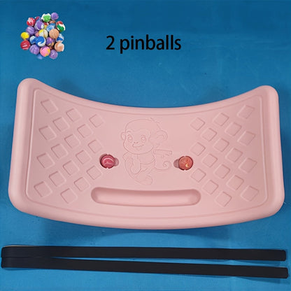 Kids Balance Board with Ball Curved Wobble Board Children Educational Sport Toy Improves Core Strength Coordination Stability Training Indoor Outdoor Toy Gift Pink Yellow Blue