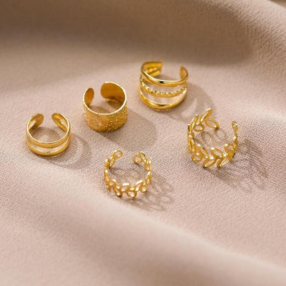 Lot de 5 boucles d'oreilles clips sans perçage pour femmes, bagues d'oreille hypoallergéniques pour cartilage, argentées et dorées, empilables, aucun trou nécessaire