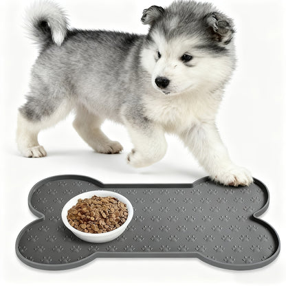 Tapis de nourrissage en silicone pour chiens – Tapis de gamelle antidérapant et imperméable facile à nettoyer – Sets de table pour gamelles d'eau et de nourriture pour chiens en noir, abricot, rose et gris