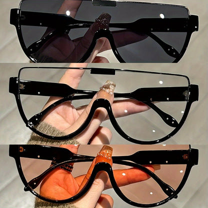Lunettes de soleil semi-circulaires surdimensionnées unisexe – Protection UV anti-reflet, grande monture ovale, légères et durables pour la randonnée, la plage et les activités en extérieur, lunettes tendance pour hommes et femmes