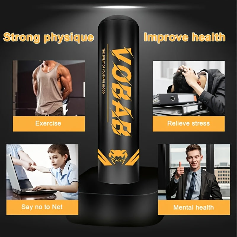70-Inch Freestanding Punching Bag with Stand – Heavy Duty MMA Kickboxing Karate Training Bag for Adults Men & Women Beginners, Home Gym Boxing Equipment, Black Yellow