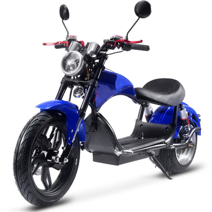 Trottinette électrique au lithium MotoTec Raven 60V 2500W – 45 km/h, autonomie de 55 à 80 km, batterie 30Ah, freins hydrauliques, éclairage LED avant et arrière, rétroviseurs et klaxon – Scooter électrique haute performance pour adultes