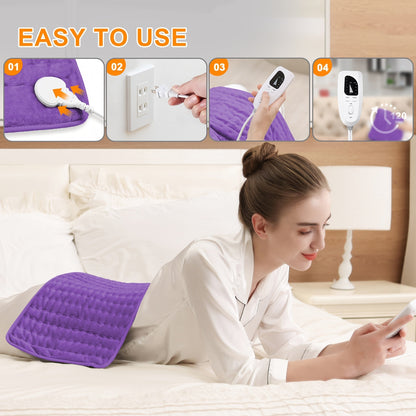 Coussin chauffant extra large 60 cm x 30 cm pour le dos, le cou et les épaules – 6 réglages de chaleur, arrêt automatique, utilisation humide/sèche, flanelle lavable, cadeau idéal