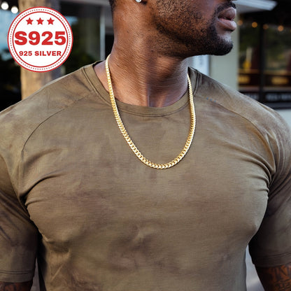 Collier chaîne gourmette cubaine en argent sterling 925 pour hommes et femmes - Chaîne Miami cubaine classique de 9 mm, bijoux hip-hop unisexes en argent et or, 18-24 pouces, cadeau tendance au quotidien