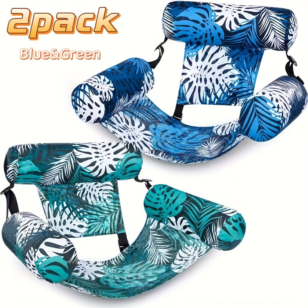 Inflatable Pool Float Chair for Adults – Leaf Design Floating Lounger with Mesh Sling, 1 & 2 Pack, Portable Summer Pool Float for Beach Lake & Pool Parties, 30x16x24 Inch