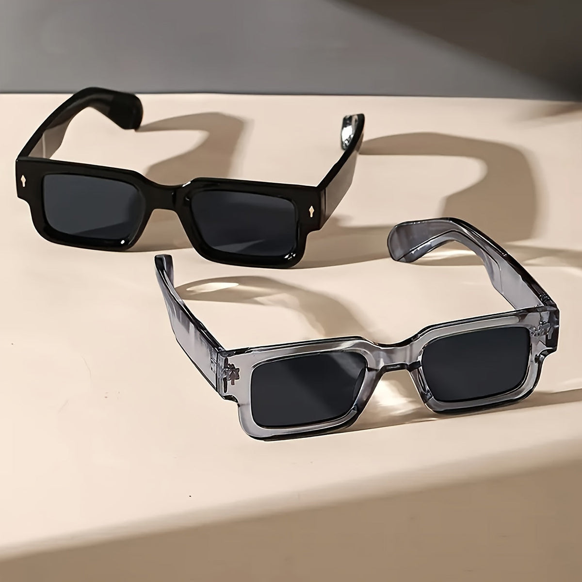 Lot de 2 lunettes rétro carrées épaisses - Monture audacieuse protection UV400 pour hommes et femmes, soirées, festivals, costumes d'Halloween et look quotidien affirmé