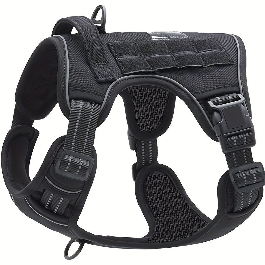 Harnais réfléchissant anti-traction pour chien avec poignée de contrôle – Gilet tactique militaire pour chiens d'assistance et d'entraînement, tailles S-XL, polyester durable, coupe ajustable pour chiens moyens et grands