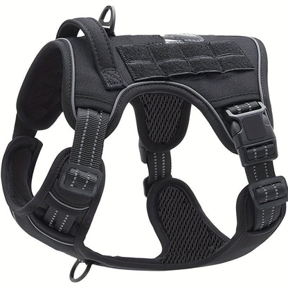 Harnais réfléchissant anti-traction pour chien avec poignée de contrôle – Gilet tactique militaire pour chiens d'assistance et d'entraînement, tailles S-XL, polyester durable, coupe ajustable pour chiens moyens et grands