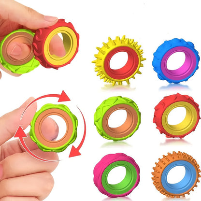 Bagues sensorielles tournantes pour enfants, lot de 4/6/8, bagues texturées anti-stress, jouet apaisant pour autisme, soulagement de l'anxiété, prix de classe, cadeau de Noël, couleurs mélangées