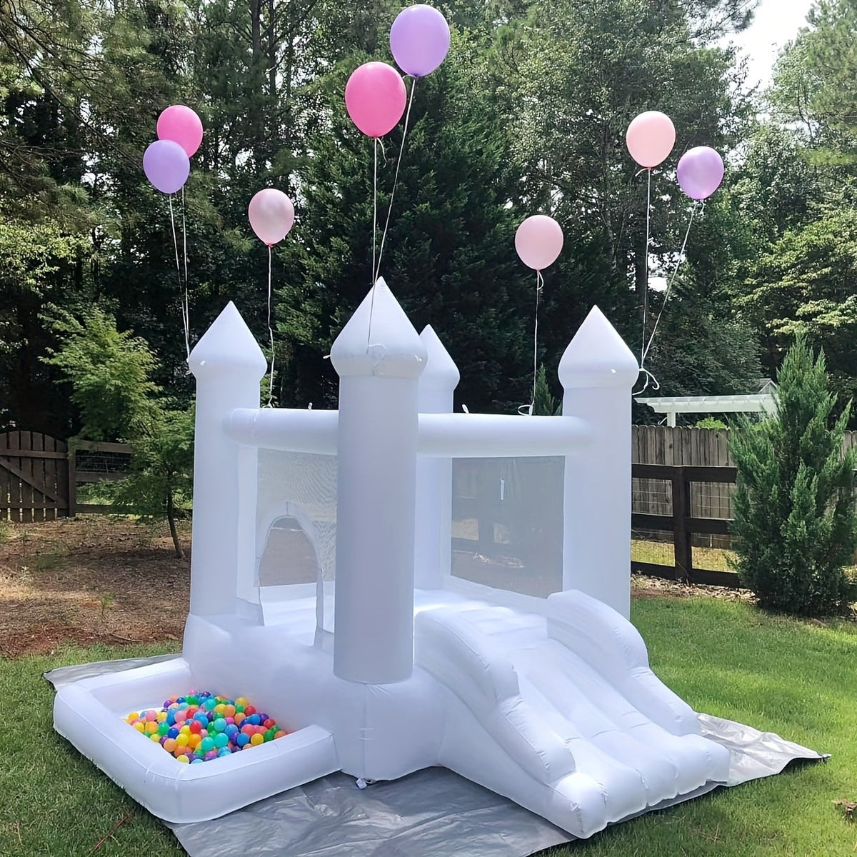 Château gonflable pour enfants avec soufflerie, piscine à balles et toboggan - Château sauteur intérieur/extérieur pour 2-3 enfants, installation facile, tissu Oxford | Cadeau d'anniversaire idéal pour garçons et filles