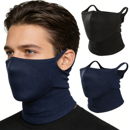 Lot de 2 masques demi-visage et cache-cou géométriques respirants pour hommes et femmes – Design unisexe avec crochets d'oreilles pour le vélo, la randonnée, la course, le ski et le cosplay, tour de cou pour sport en plein air