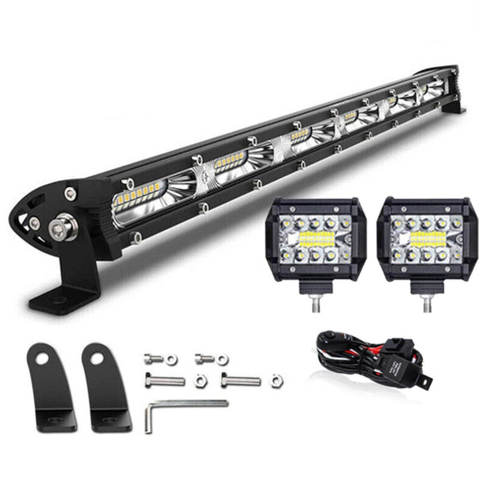 Barre lumineuse LED 20 pouces 180W pour tout-terrain, simple rangée – Lampe de travail ultra mince 12V/24V pour camion, VTT, VUS, tracteur, Jeep et bateau – Blanc 6000K, durée de vie de 50 000 heures – Velora
