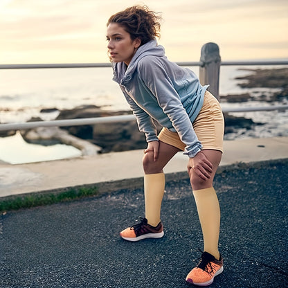 Chaussettes de compression au cuivre, 10 paires pour femmes et hommes – Chaussettes hautes de soutien de la circulation pour la course, le vélo, l'escalade, le sport et le quotidien, S M L XL XXL, Noir/Beige