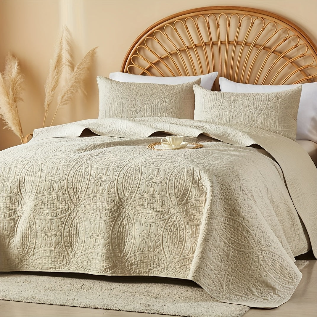 Ensemble de courtepointe d'été rafraîchissante 2-3 pièces, couvre-lit en microfibre légère et respirante – Couvre-lit au motif de pièces moderne, format simple, grand ou très grand, toutes saisons, choix de couleurs, cadeau de vacances pour la famille