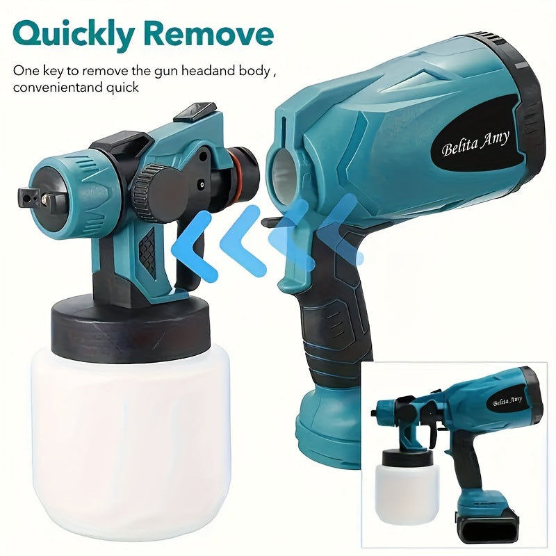 Pistolet à peinture électrique HVLP – Pistolet pulvérisateur airless avec 3 motifs, réservoir de 800 ml, nettoyage facile pour maison, meubles, placards, clôtures, murs, voitures et projets de bricolage