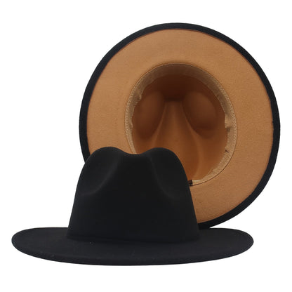 Chapeau de cow-boy à larges bords pour hommes et femmes – Fedora en feutre style western, chapeau style Panama Trilby jazz classique, chapeau de soleil pour festivals en plein air, voyages et tenue décontractée au quotidien