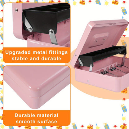 Grande caisse verrouillable avec plateau à monnaie – Coffre de sécurité en métal avec 6 accessoires pour caisse enregistreuse, maison, bureau et entreprise, 6 couleurs, options de verrouillage à clé et à combinaison