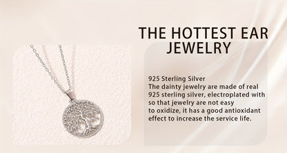 Collier pendentif Arbre de vie pour femme en argent sterling 925 – Style bohème vintage hypoallergénique, cadeau parfait pour elle, idéal pour les tenues décontractées et habillées
