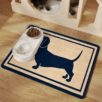 Diatomaceous Earth Dog Feeding Mat with Dachshund Silhouette – Splash-Proof Non-Slip Pet Bowl Mat, Fast-Drying & Easy to Clean, Indoor Dog Food Mat – Perfect Gift for Dog Lovers, 4 Sizes Available