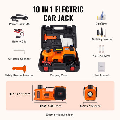 HAPPYBUY Cric hydraulique pour voiture 5 tonnes 11023 lb avec pompe gonflable intégrée et lumière LED - Élévateur de voiture portable pour changement de pneu et réparations de garage, compatible avec SUV, monospace, berline et camion