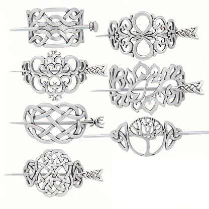 Lot de 7 pinces à cheveux Viking arbre de vie celtique – Accessoires de coiffure vintage style nordique bohème pour femmes et filles, cadeau bijoux