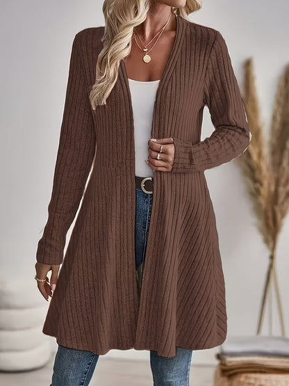 Gilet ouvert pour femme, cardigan en maille à manches longues, couleur unie, veste décontractée idéale pour la superposition, printemps automne S M L XL XXL