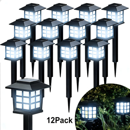 Lampes solaires d'extérieur à LED pour allée de jardin, éclairage paysager étanche IP44 pour trottoir, allée, pelouse, cour – Blanc chaud, lot de 6, 12 ou 24 – Décoration de Noël et de fêtes