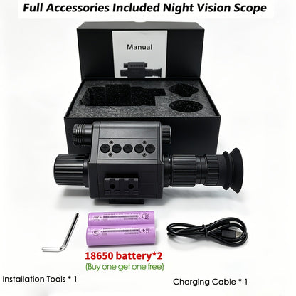 Monoculaire de vision nocturne numérique, zoom 5x, portée 300 m – Infrarouge 940 nm, objectif 50 mm, photo et vidéo HD 1080P, lunette en alliage d'aluminium avec 2 batteries rechargeables pour la chasse, la pêche, le camping et l'observation de la faune