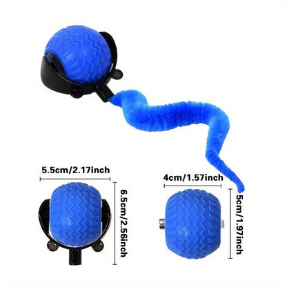Jouet interactif électronique à bille roulante pour chat – Balle de poursuite intelligente automatique avec queue pour chats et chatons d'intérieur, jouet pour animaux de compagnie mobile anti-ennui pour chats adultes
