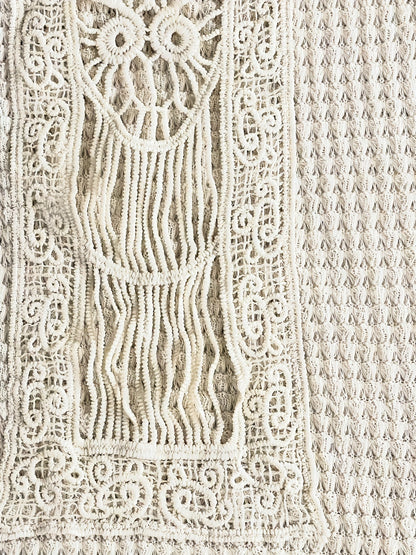 Blouse à manches chauve-souris et bordure en dentelle pour femme – Haut en maille élégant, respirant et semi-transparent, coupe droite décontractée, lavable en machine, chemisier chic et décontracté pour toutes les saisons