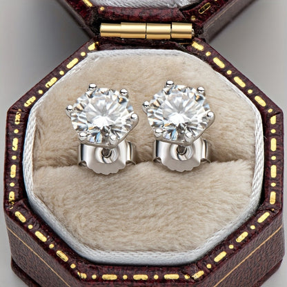 Moissanite Stud Earrings for Women S925 Sterling Silver – 0.5CT 1CT 2CT 3CT Vintage Style Diamond Alternative Earrings in Gold Silver Elegant Jewelry Gift