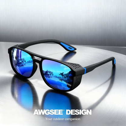 Lunettes de soleil sport polarisées Steampunk pour hommes et femmes – Verres HD UV400 pour le cyclisme, la course, la pêche et la conduite, monture durable avec découpes latérales, lunettes de sport en plein air
